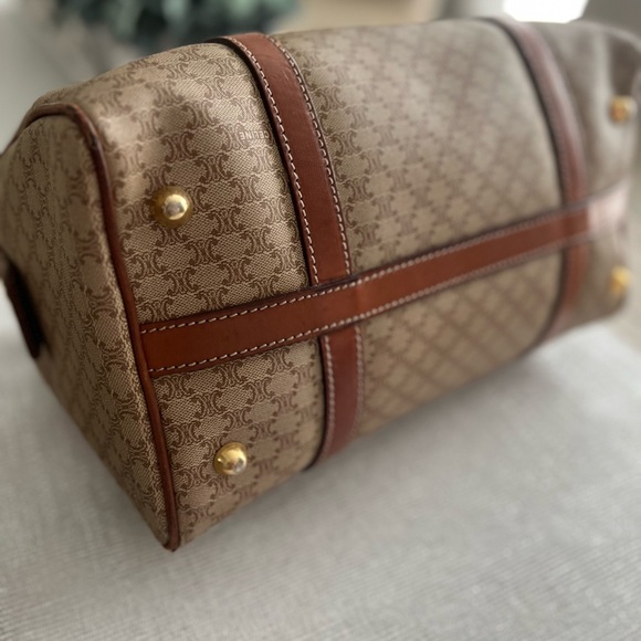 Celine Macadam Chestnut Brown and Tan coated canvas Boston Bag GUC - Picture 11 of 14